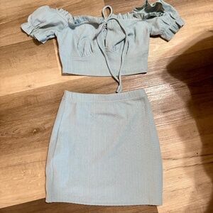 Light Blue Skirt Set